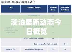 淡泊最新动态今日概览